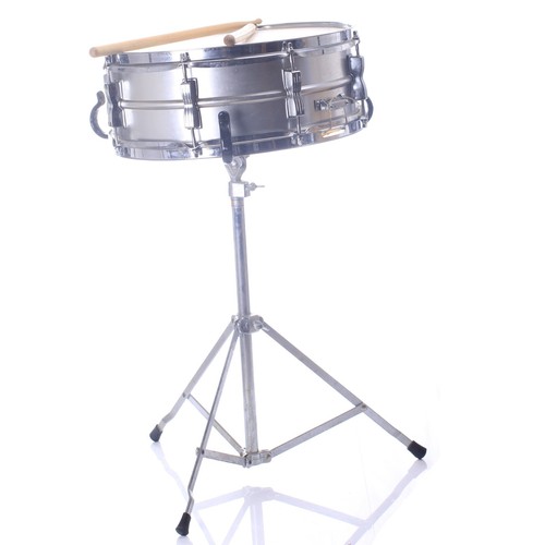 LUDWIG ACROLITE SNARE DRUM & CASE, STAND Blue/Olive Badge 5" x 14" Vintage