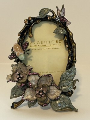Argento SC Enamel Bee Hummingbird Swarovski Crystal Petite Picture Frame New