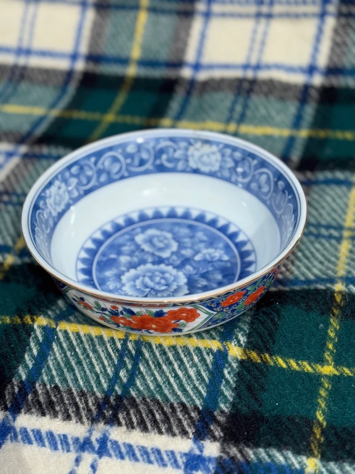 VTG Tiffany & Co. Chinoiserie Blue White Floral Imari Style 7 1/2” Bowl - Image 3 of 4