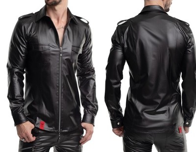 REGNES RFP LANGARM HEMD WETLOOK  ZWEI WEGE REISSVERSCHLUSS clubwear  kunstleder