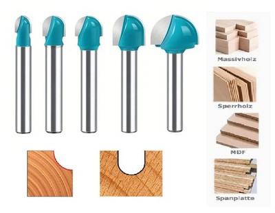 6mm Schaft Hohlkehlfräser Rundnutfräser Halbrundfräser Radiusfräser Oberfräse