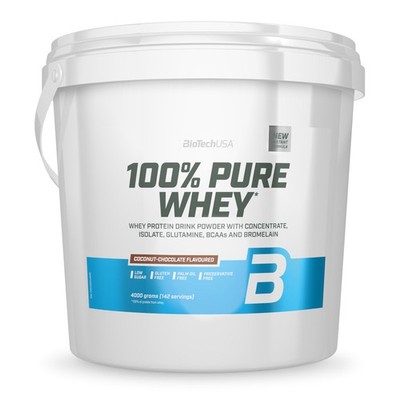 (27,98 EUR/kg) BioTech USA 100% Pure Whey 4000g Eimer Protein Eiweiß 4kg