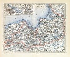 Ost & Westpreussen historische Landkarte Lithographie ca. 1906 antike Karte