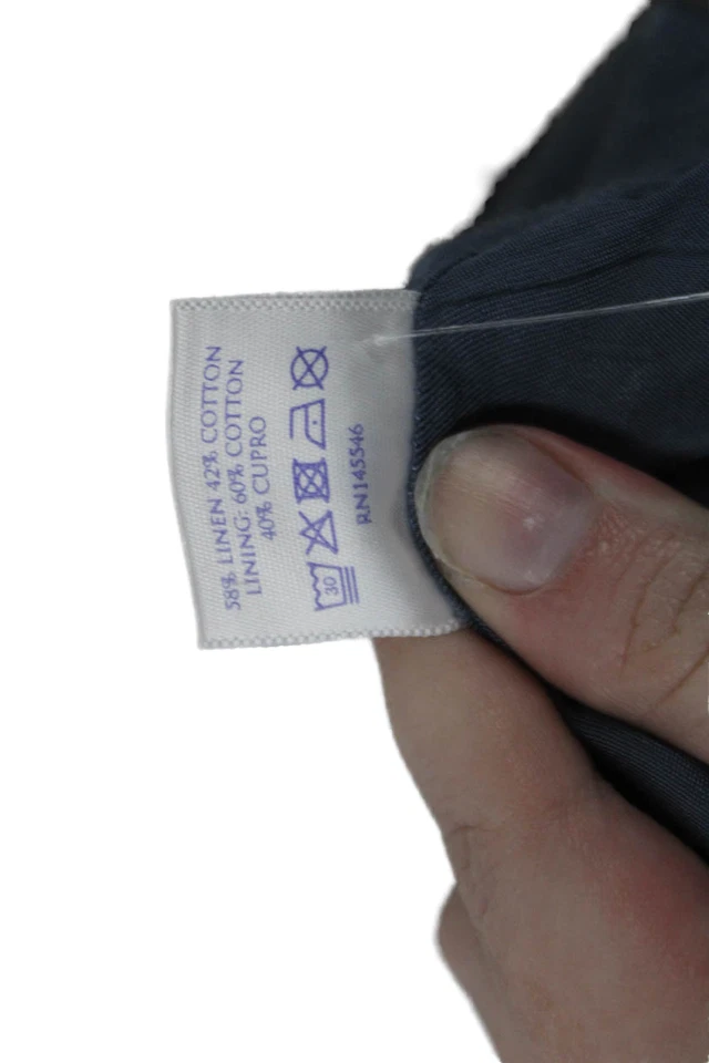 Brora Womens Two Button Notched Lapel Plaid Blazer Jacket Brown Blue Linen 10 - Image 4 of 4