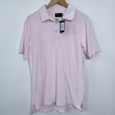 Goodlife Velour Polo Shirt Mens Small Pink Stretchy MSRP $135 NWT Soft Preppy