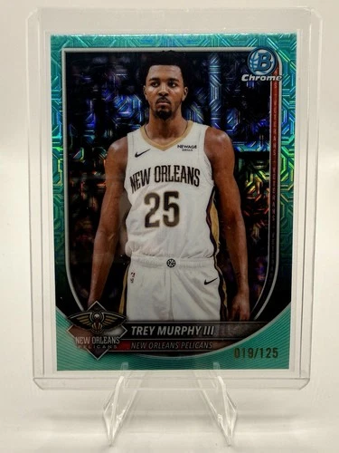 2025-26 Bowman Chrome TREY MURPHY III /125 Aqua Mojo Refractor #BCV-141 Pelicans