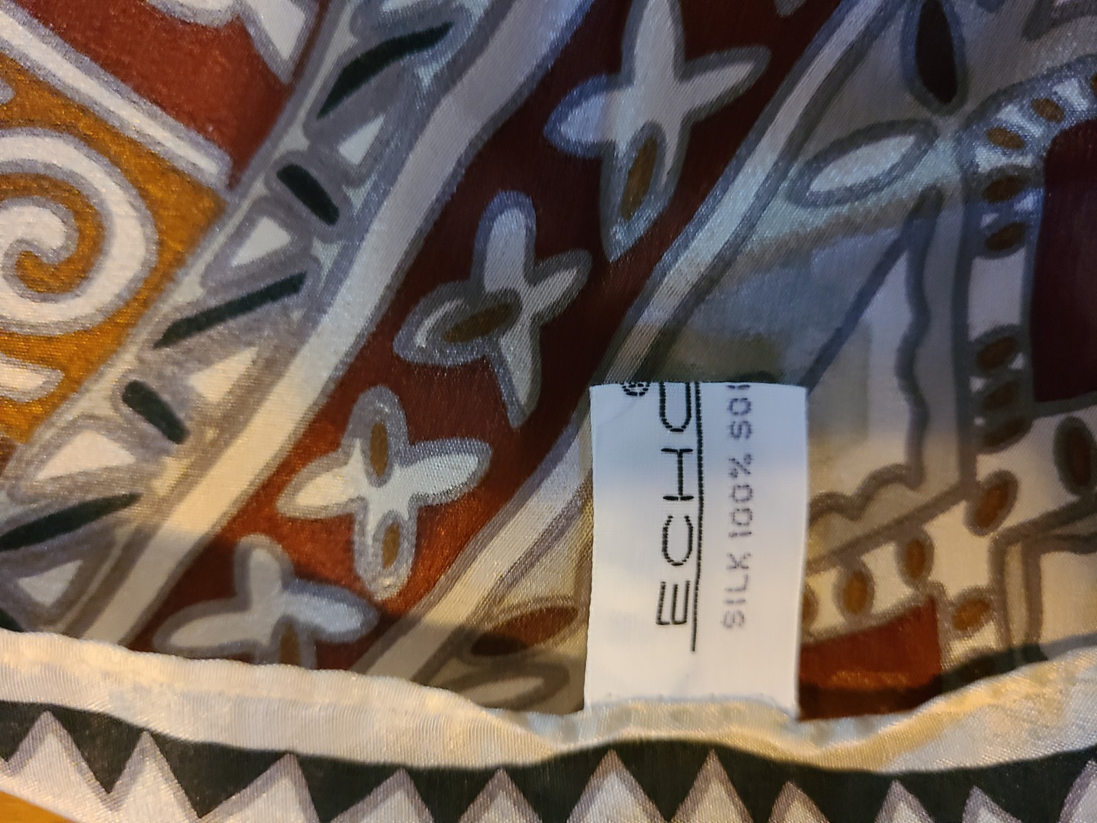 Echo Vintage Patchwork Style Silk Scarf. Made In … - image 4