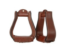 Tough 1 Stirrups Leather Covered Smooth Edges Dark Oil 57-98300