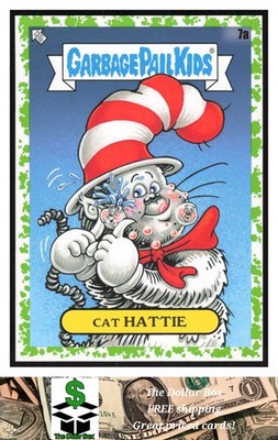 2022 Topps Garbage Pail Kids: Book Worms #7a Cat Hattie Booger Green
