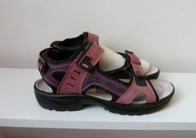 Crivit Trekkingsandalen Damen Leder Sandalen Gr. 37  Rosa Lila Klettverschlüsse