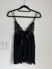 VICTORIA'S SECRET Sheer Lingerie Chemise Pleated Lace Cups Adjustable Straps XS