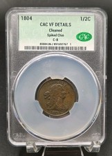 1804 (Spiked Chin) Draped Bust Half Cent | CAC VF Details, Cleaned