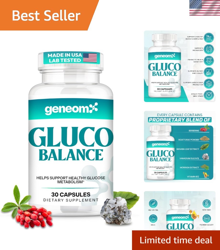 Gluco Balance:  Blood Sugar Support with Berberine & Vanadium - 30 Capsules