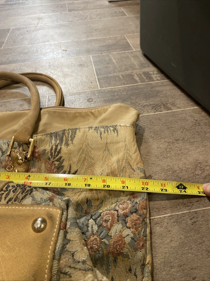 VINTAGE FRENCH LUGGAGE CO Floral Paradise SUEDE TAPESTRY 22” Doctor Style Tote - Image 2 of 4
