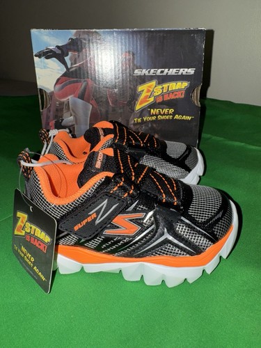 Skechers Toddler Boy Size 7 Shoes Z Strap Orange And Black New In Box Shoes - Picture 1 of 2