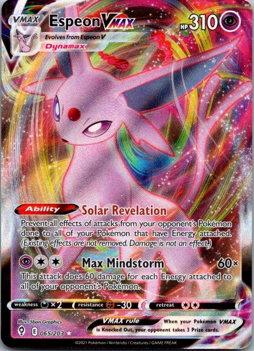 Espeon VMAX 065/203 Holo VMAX Rare Evolving Skies Pokemon Near Mint
