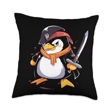Penguin Buccaneer Pirate Costume Kids Boys Throw Pillow, Multicolor 18x18