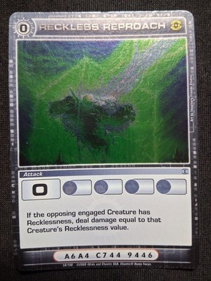 CHAOTIC CARD RECKLESS REPROACH. 2 AVAILIBLE SOLD BY MUSTGO-SHOPPIN