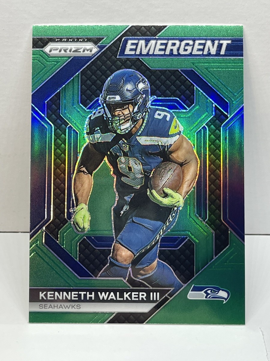 Kenneth Walker III 2023 Panini Prizm Emergent Green Prizm H-14