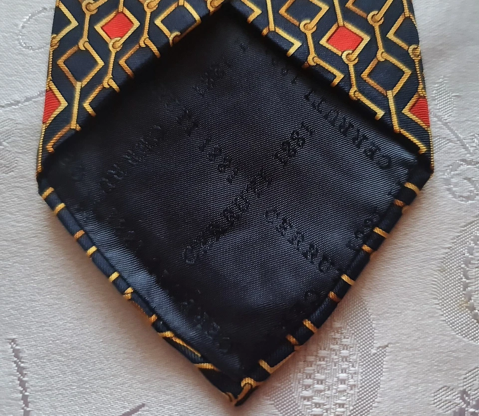 Corbata de cuello vintage auténtica Francia Cerruti 1881 París joyería arte seda para hombre Foto 4 de 4