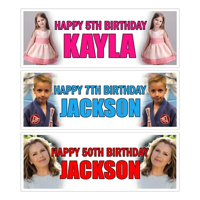 PERSONALISIERTES FOTO GEBURTSTAG BANNER PARTY NAME DEKO BILD JEDES ALTER NAME