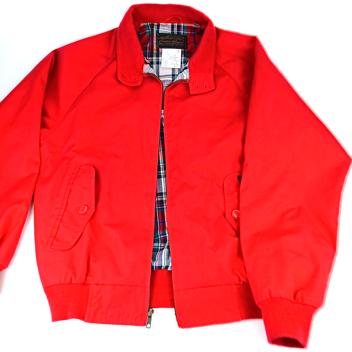 Eddie Bauer Men Derby Jacket Full Zip Small Plaid Lined Red Eddie Bauer Men Derby Jacket Full Zip Small Plaid Lined Red