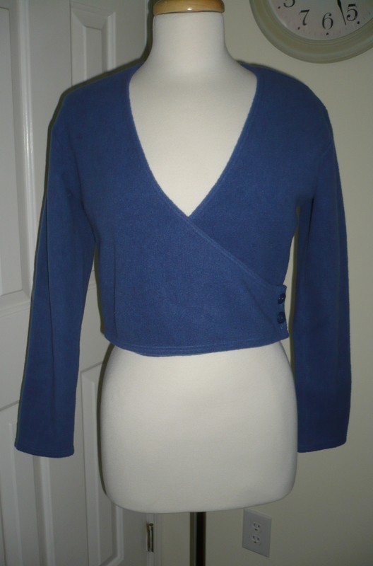 Vintage MONDOR Womens Blue Fleece Wrap Petite Small PS EUC