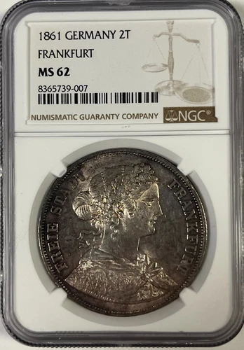 1861 Germany 2T 2 Taler Frankfurt NGC MS 62