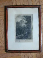 ORIGINAL ANTIQUE ART PRINT PENCIL SIGNED  OTTO  F. PROBST BURG 8" BY 10" FRAME