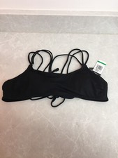 California Waves Swimsuit Strappy Ribbed Black Bikini Top Size L NWT A18