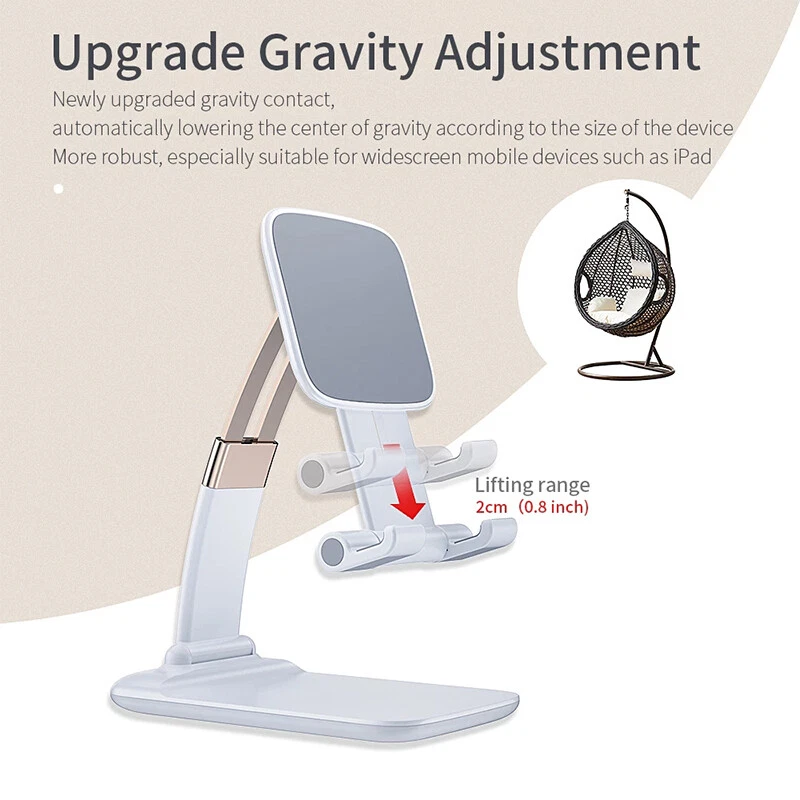Foldable Desk Cell Phone Tablet Holder Stand Adjustable For iPhone 14 iPad Pro - Image 4 of 4
