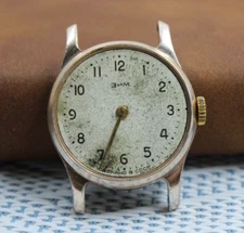Vintage Soviet mechanical mens wristwatch USSR Zim Pobada 2609 15stones not work