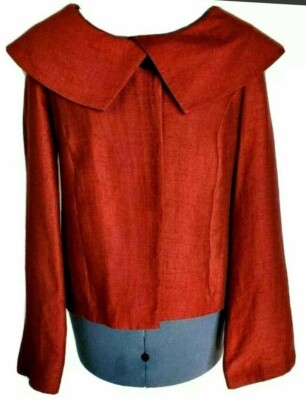 Emma James Women's Burnt Red Shimmer Lined Blazer Flare Sleeves Size 12 