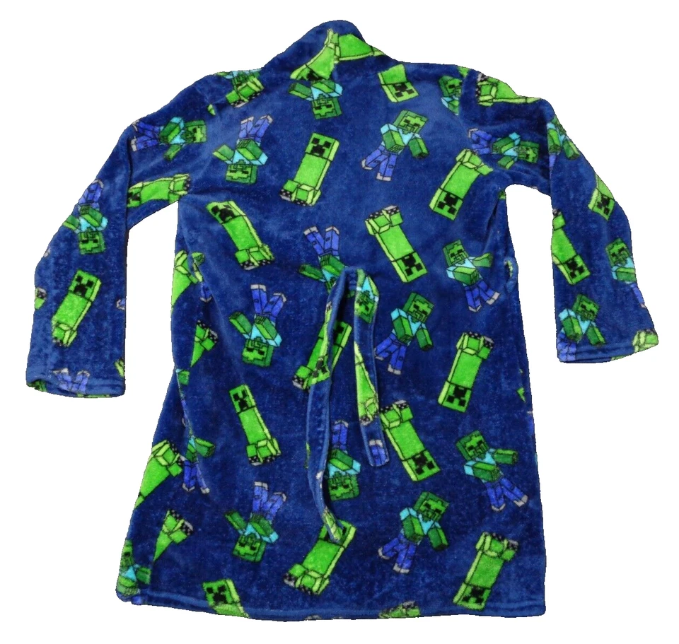 Minecraft Boys Robe Large Luxe Fleece Kids Creeper Flame Resistant Mojang - Image 2 of 4