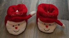 Infant Be Jolly Bright Red Santa My First Christmas Slippers Size 1- 2