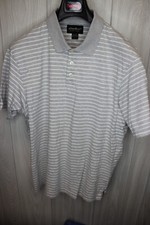 Eddie Bauer Polo Shirt Mens Large Gray Striped Short Sleeve