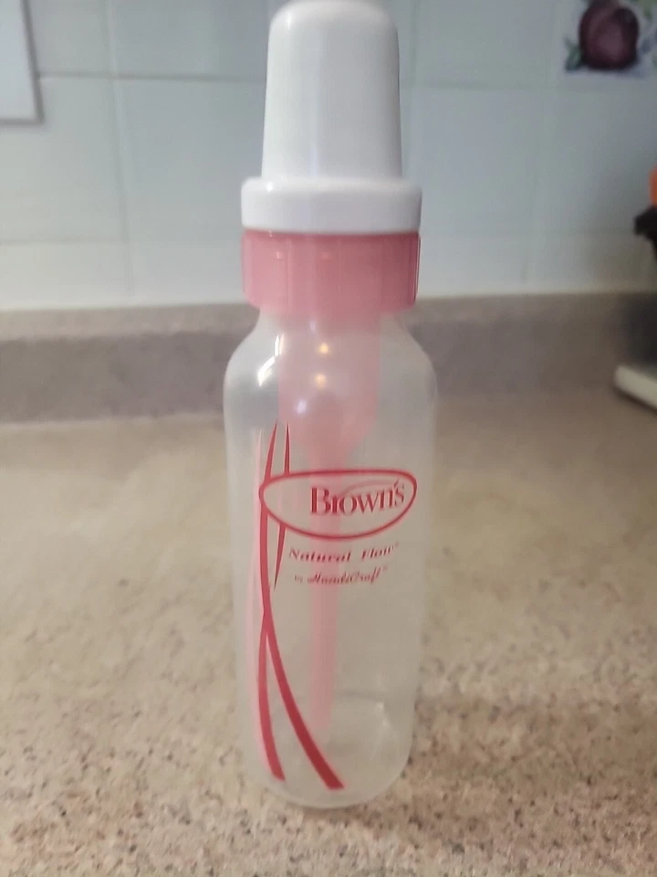 Botellas Dr. Brown's Natural Flow 8 oz - 6 piezas con tapa incluida (rosa y transparente) #3 Foto 2 de 4