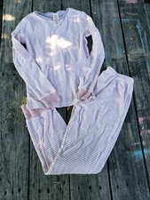 Mini Boden Girls Rose Pink and White Pajama Set Size 11