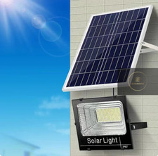 Faro Solare LED 100W Luce Fredda Faretto FARI Esterno Casa Controllo Remoto NEW