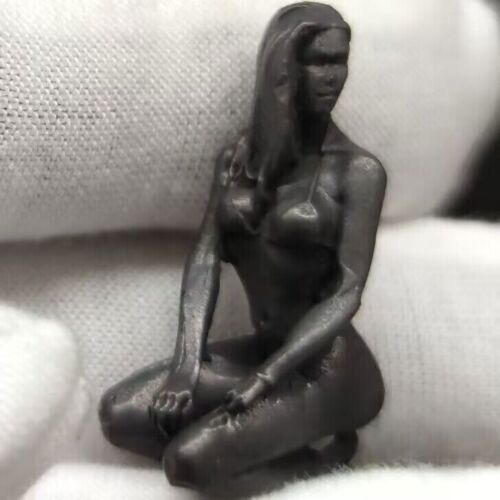 Statua cinese bronzo rame statuina ragazza intagliata a mano da collezione - Foto 2 di 5