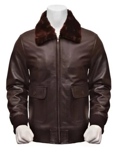 Мужская куртка-бомбер A2 Aviator ВВС темно-синяя G-1 натуральная кожа цвет коричневый - Изображение 2 из 4