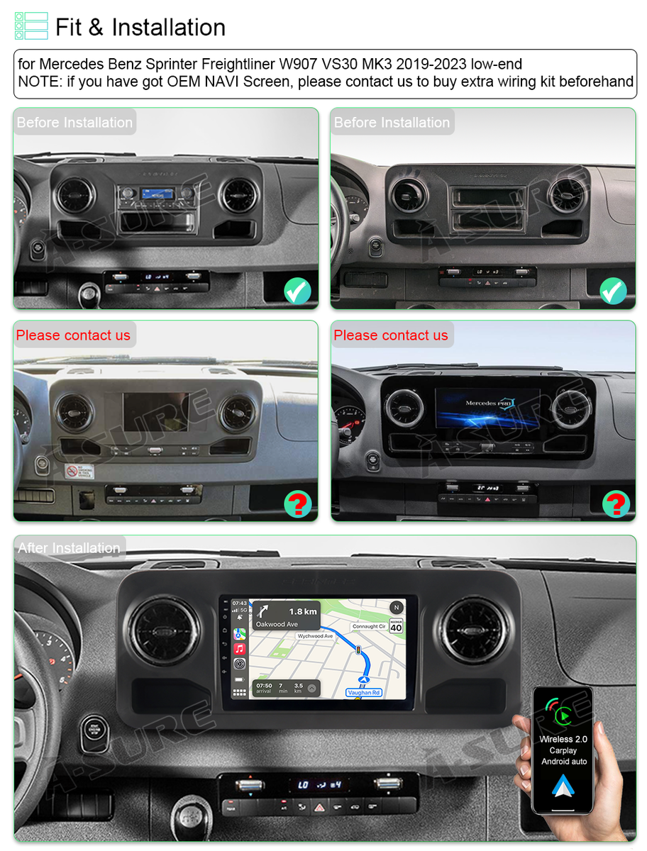 Sprinter Dashboard Upgrade 10.1 Inch Android Radio Panel For Mercedes ...