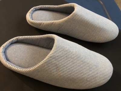 Millstrand  Striped Blue & White Soft  Slipper Warm Indoor Flat Slides Nonslip