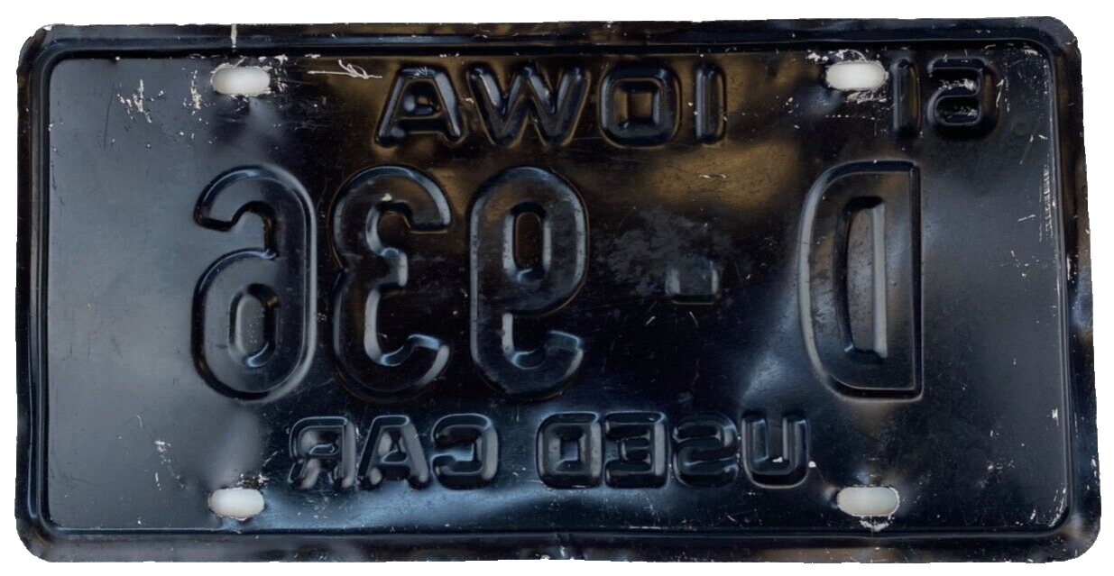 Iowa Used Car Dealer 1961 Old License Plate Man Cave Garage Wall Decor