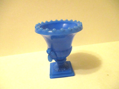 Arko Agate Blue Slag Glass Urn Beaded Edge