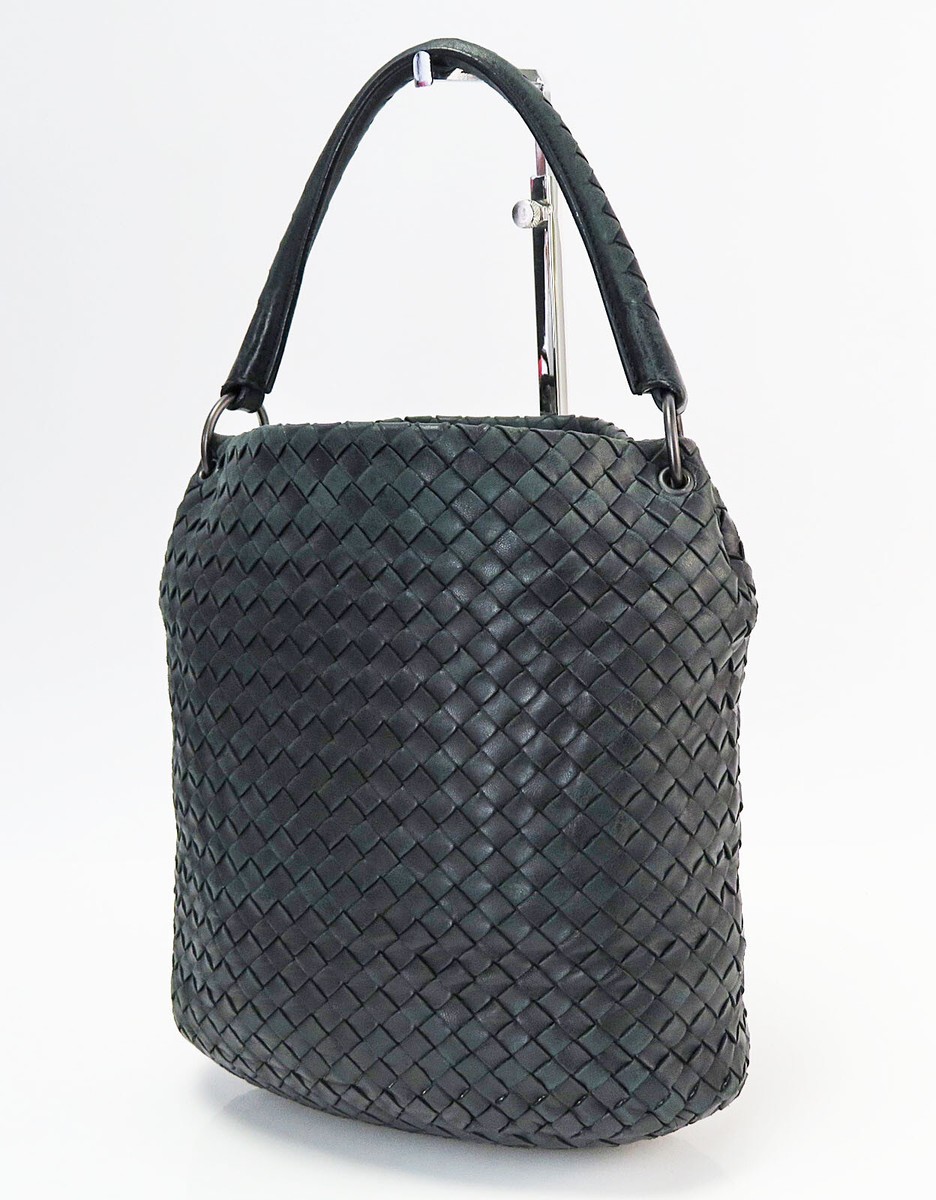 【関税&送料込】Bottega Veneta Bottega Veneta Black Leather Authentic BOTTEGA VENETA Black Woven Leather Tote Bag Purse
