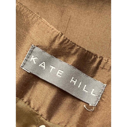 Kate Hill Women's Brown Silk Workwear Cropped Straight Dress Pants Size 10 - Picture 3 of 7