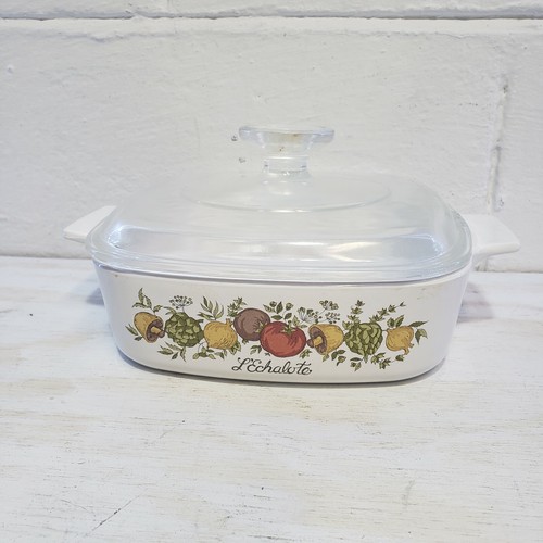 Vtg Corning Ware 1 Qt Casserole Dish With Lid Spice of Life L Echalote - Picture 2 of 8