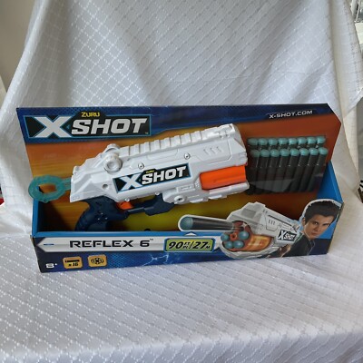 Zuru X-Shot Reflex 6 Toy Foam Dart Gun w/ 90 Ft Range +8 Foam Darts NIB