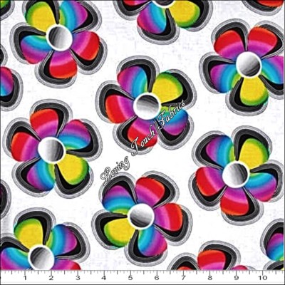 BENARTEX KANVAS STUDIO ''BRIGHT IDEA'' 08035 LARGE MOD FLOWERS FABRIC- SELECT SIZE